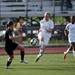 Skyline sophomore Allie Moening battles in the air for control of the ball during the game against Huron on Thursday, May 30. Daniel Brenner I AnnArbor.com